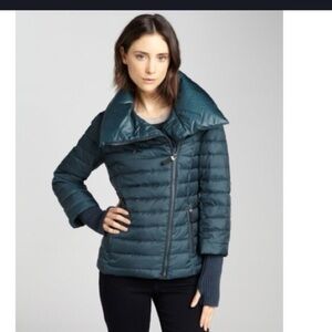Andrew Marc New York Dark Teal Down Coat quilted puffer jacket pockets Size XS